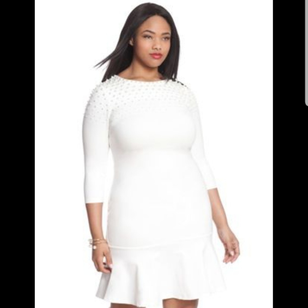 {Eloquii} NWOT Studio Pearl Shoulder Peplum Dress